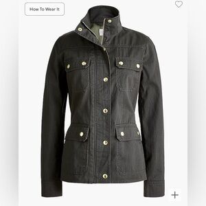 J. Crew Factory Resin-coated twill field jacket •size small •AL223 •mossy brown